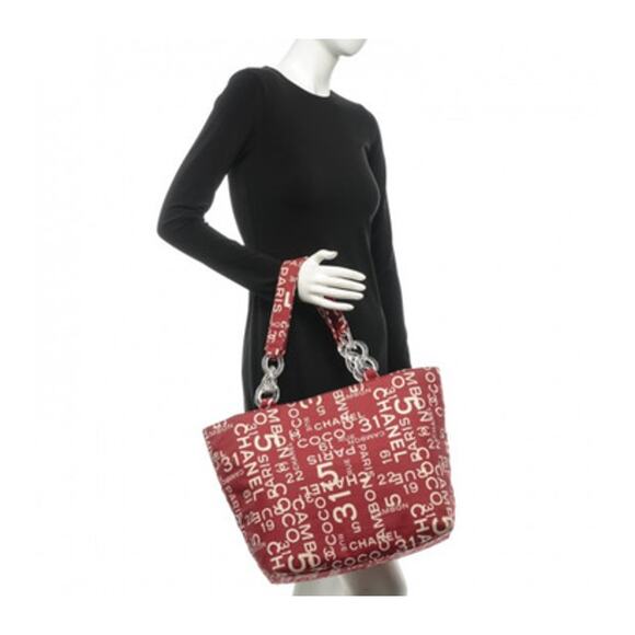 Authentic CHANEL Canvas 31 Rue Cambon Beach Tote Red*Good Pre-loved condition - Picture 1 of 16
